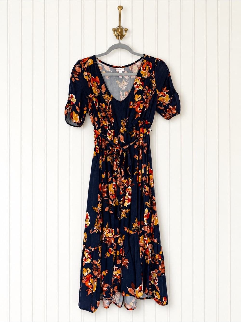 Isabel Maternity Ingrid & Isabel Floral Maxi Dress Navy Tie Waist Small